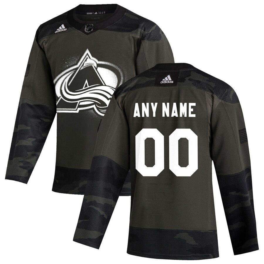 Colorado Avalanche Adidas 2019 Veterans Day Authentic Custom Practice NHL Jersey Camo